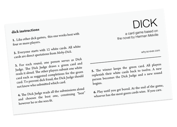 Instructions for DICK: A Card Game Based on the Novel by Herman Melville
